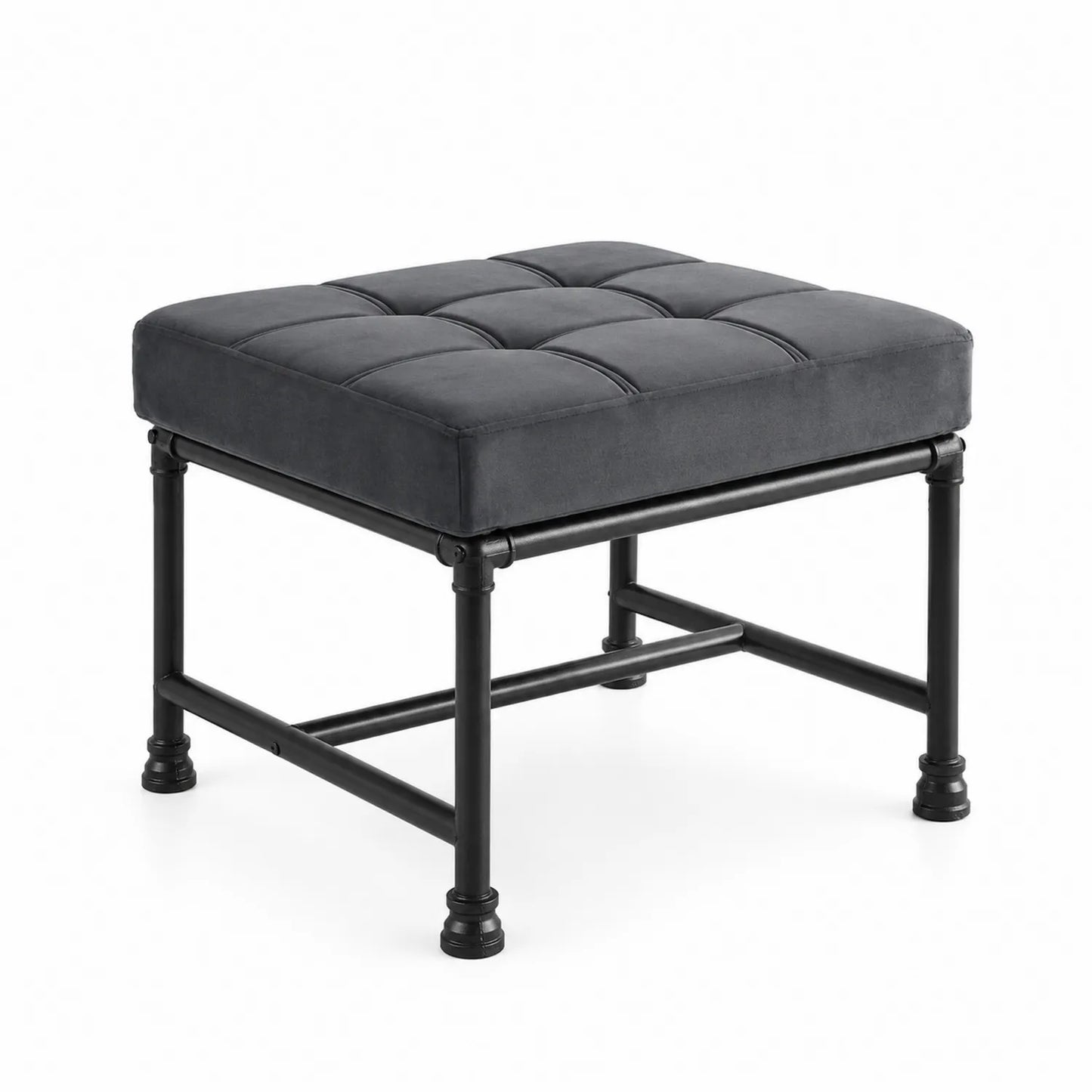 Hocker Metallrahmen Velours Grau 40x40x45cm