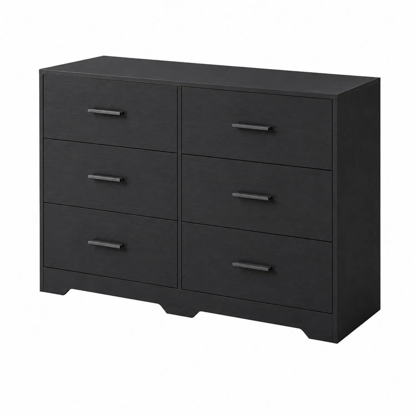 Schwarze Kommode mit 6 Schubladen aus MDF-Holz