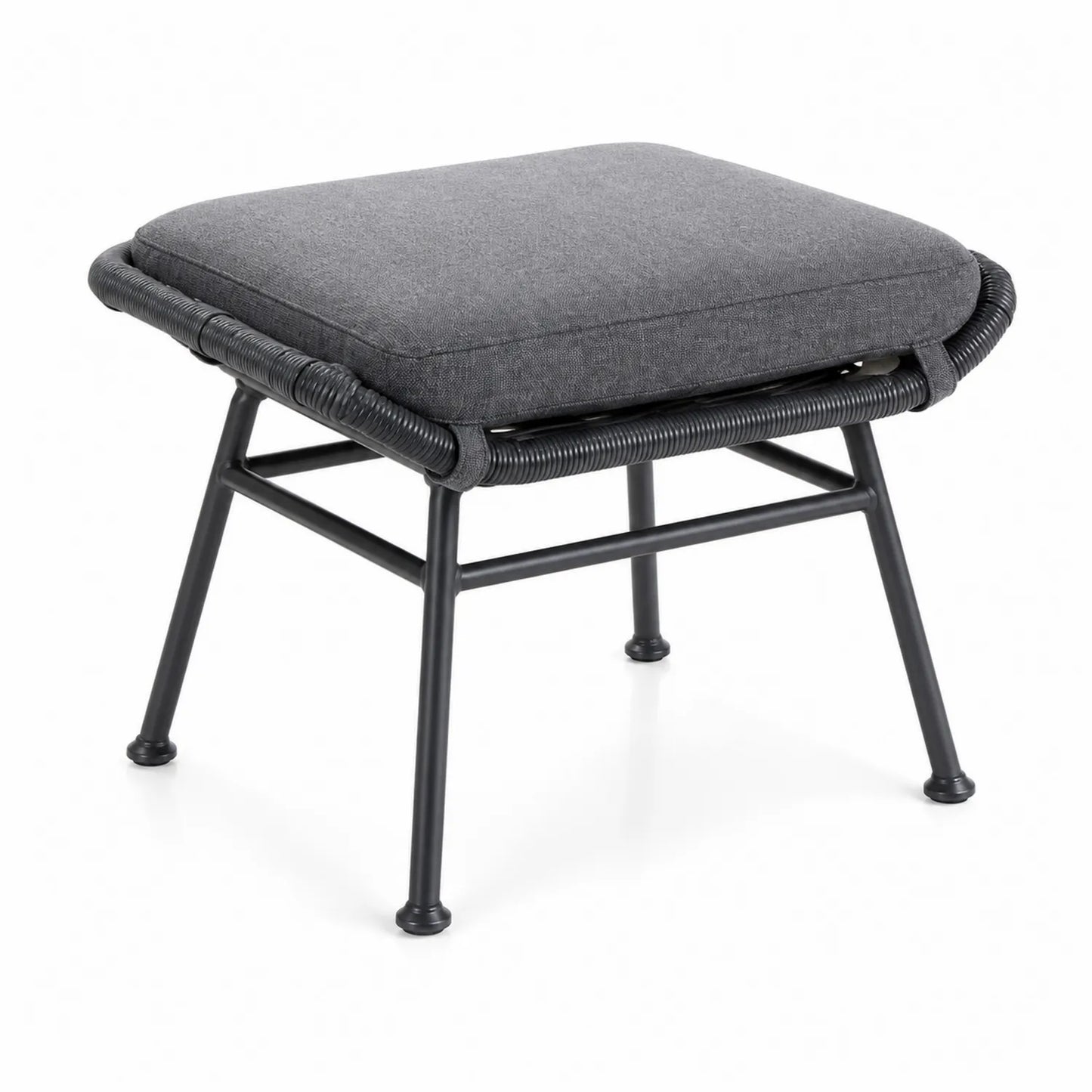 Gartenhocker Aluminium und Rattan Schwarz