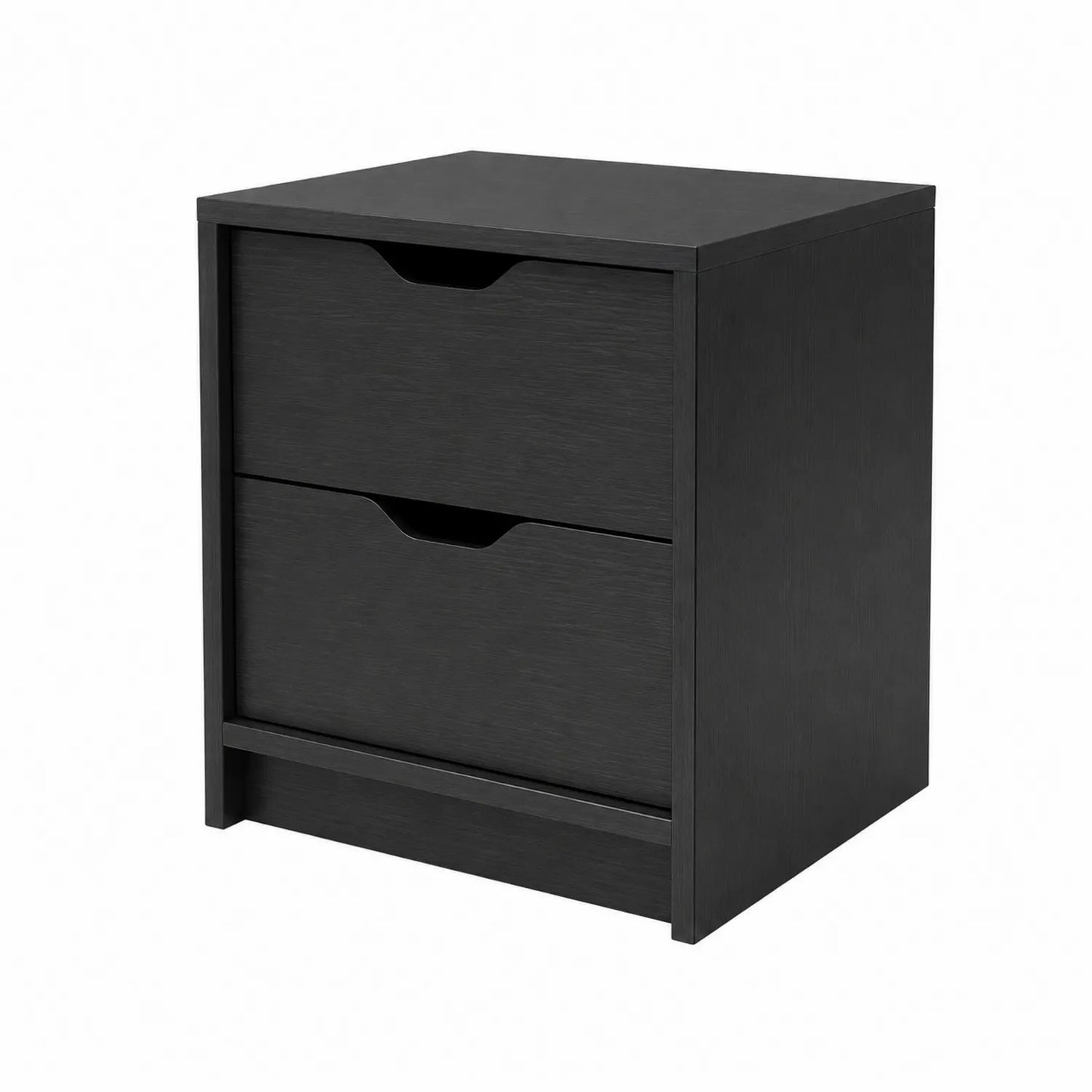 Nachttisch mit 2 Schubladen aus Holz in Schwarz