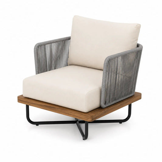 Outdoor Sessel mit Kissenbezug aus Polyester und Seilgeflecht