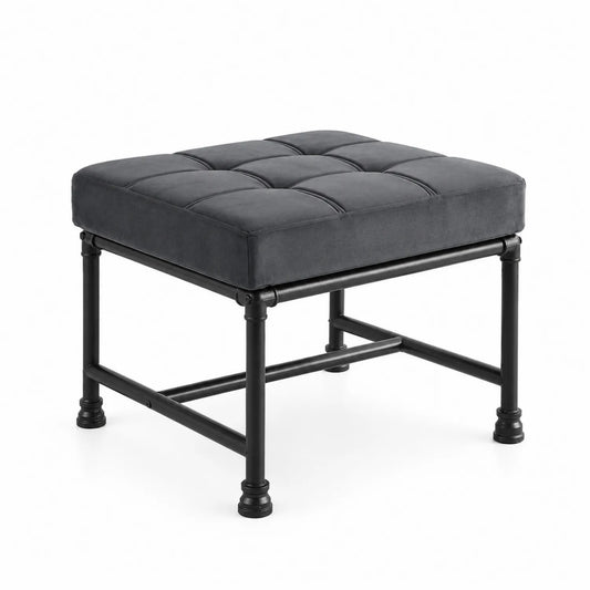 Hocker Metallrahmen Velours Grau 40x40x45cm