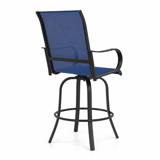 Metall Barhocker mit Netzgewebe und Armlehnen Blau