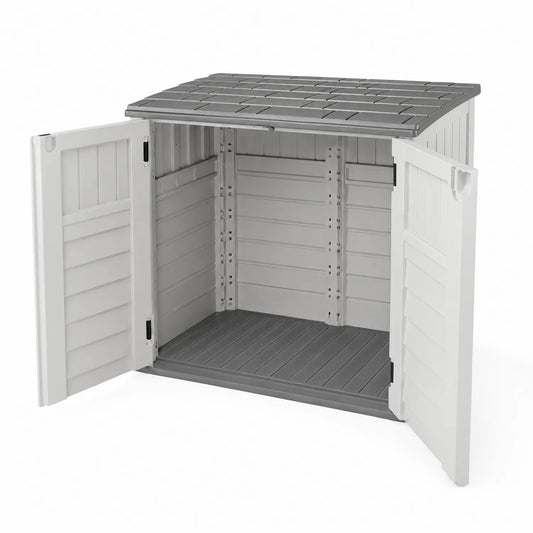 Kunststoff-Gartenschrank Polystyrol Grau/Weiß 130x75x110cm