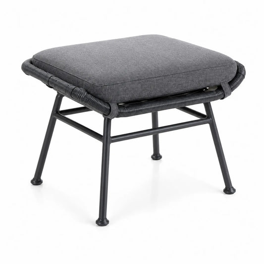 Gartenhocker Aluminium und Rattan Schwarz