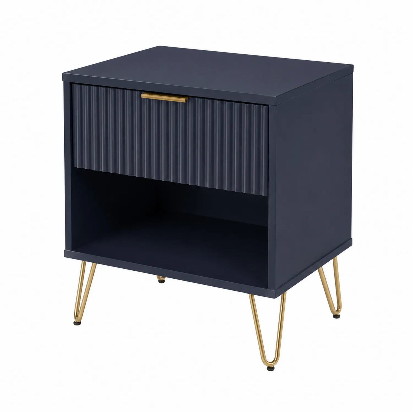 Nachttisch MDF Dunkelblau mit Goldmetallbeinen 50x40x60 cm