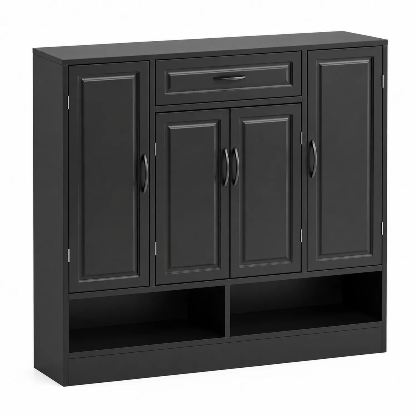 Schuhschrank MDF mit 5 Türen und 1 Schublade Schwarz 90x110x30cm